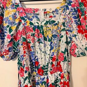 Entro at Anthropologie Floral Square-Neck Romper Size L
